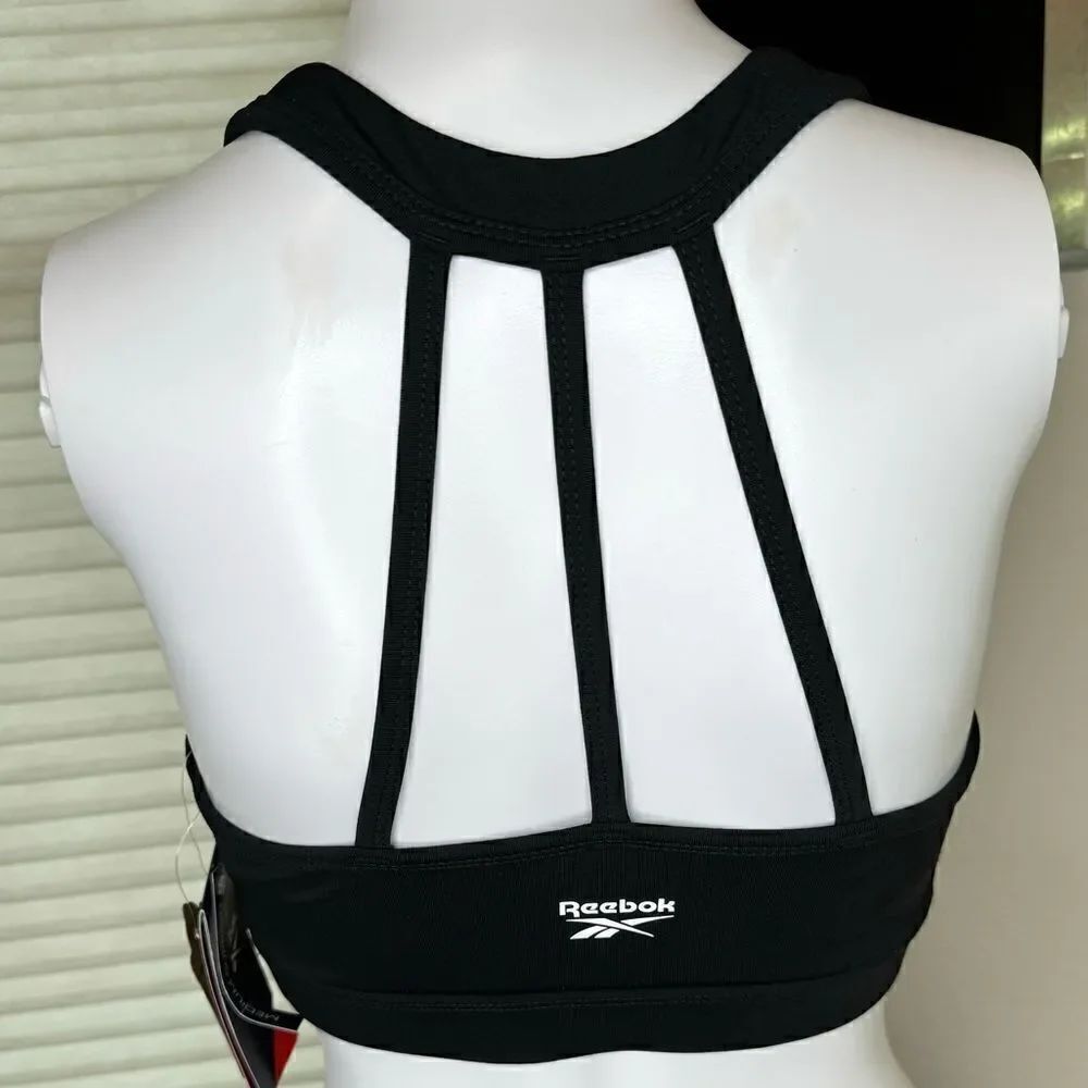 Reebok Black Medium Support Moisture Management Sports Bra Small